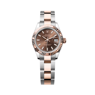 【Super Clone】RLX Lady-Datejust 28mm 279171 Chocolate Index Oyster Stainless Steel and Rose Gold
