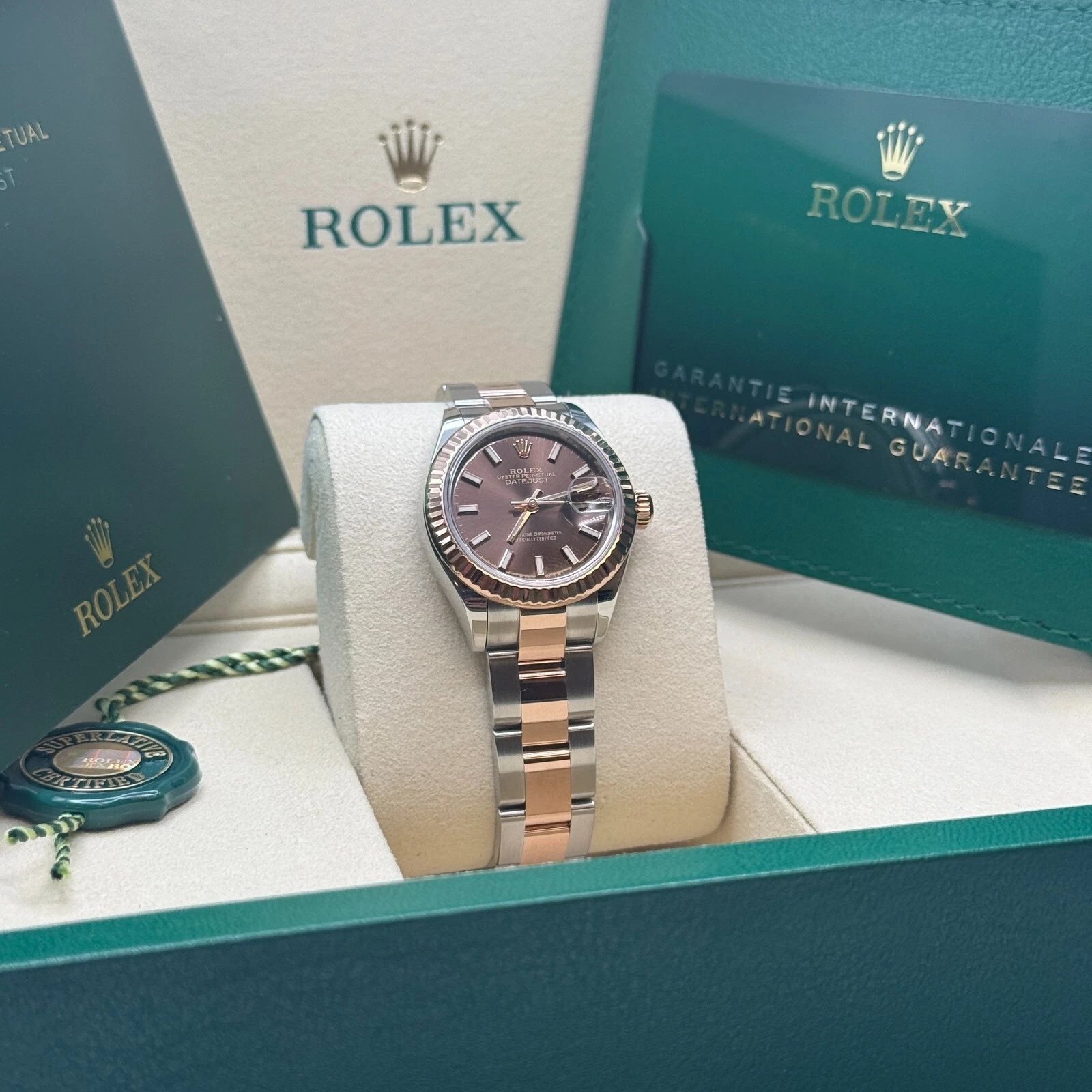 【Super Clone】RLX Lady-Datejust 28mm 279171 Chocolate Index Oyster Stainless Steel and Rose Gold