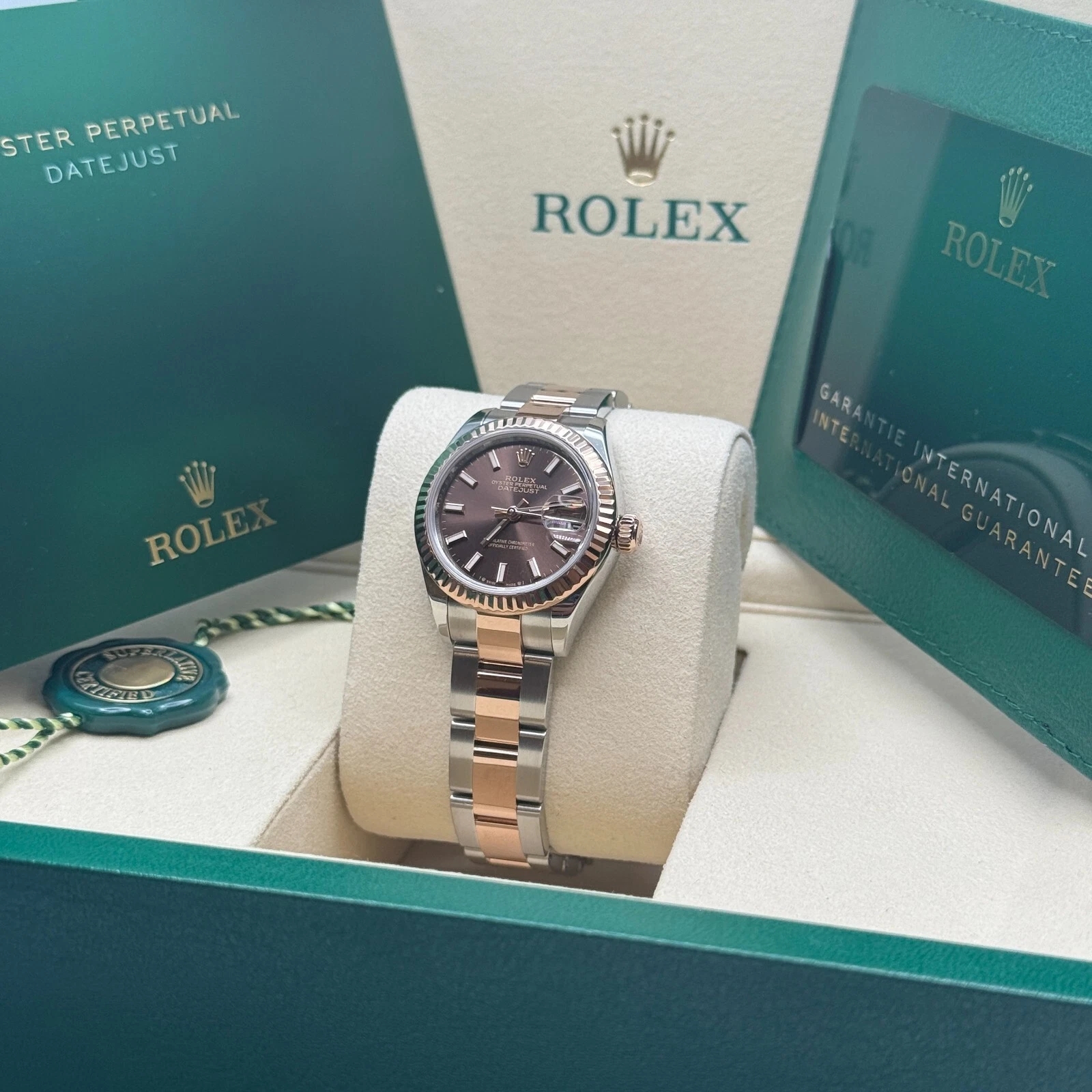 【Super Clone】RLX Lady-Datejust 28mm 279171 Chocolate Index Oyster Stainless Steel and Rose Gold