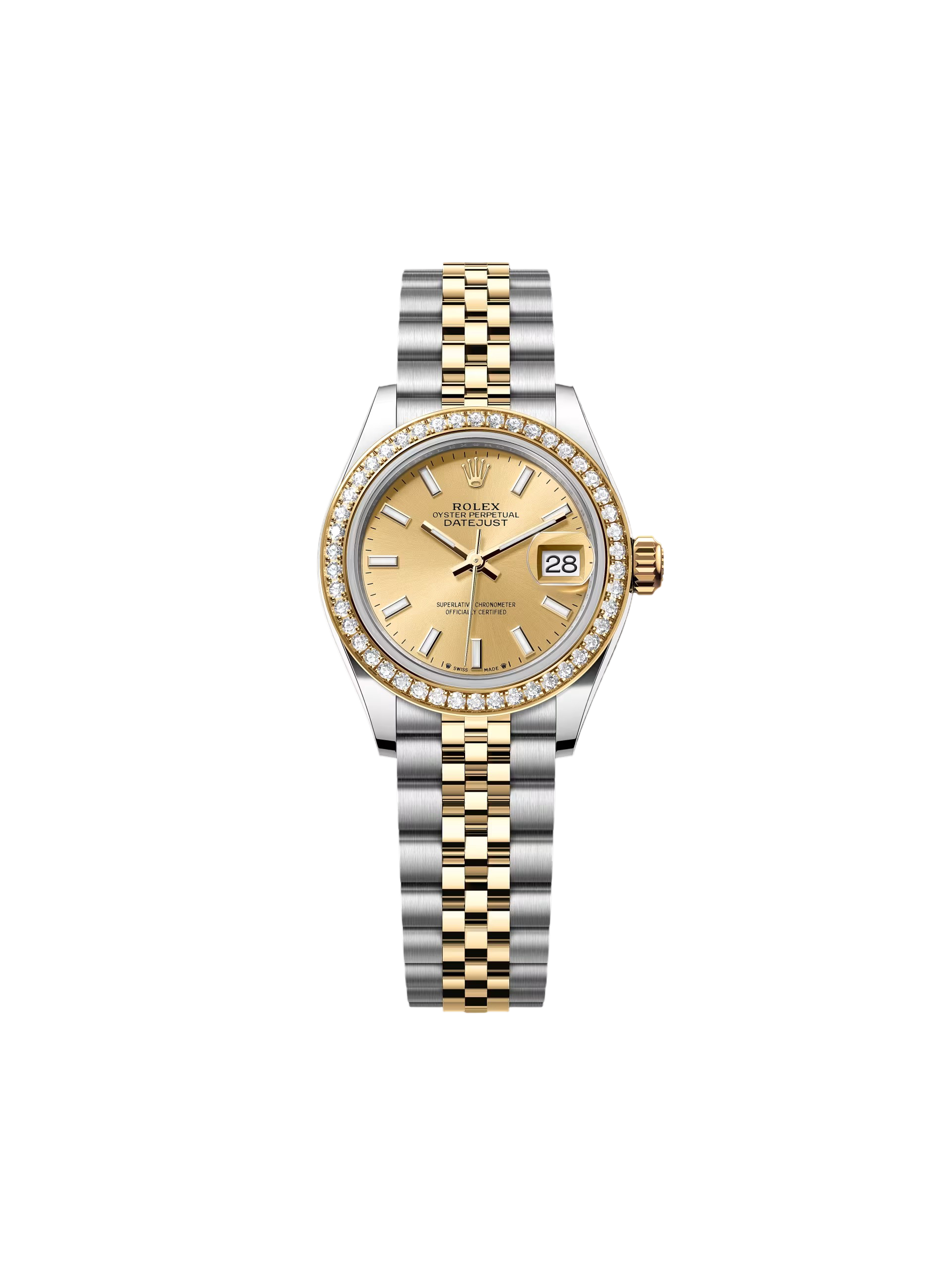 【Super Clone】RLX Lady-Datejust 28mm 279383RBR Champagne Dial Yellow Rolesor Oyster Bracelet