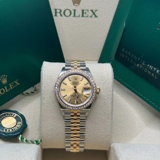 【Super Clone】RLX Lady-Datejust 28mm 279383RBR Champagne Dial Yellow Rolesor Oyster Bracelet