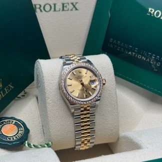 【Super Clone】RLX Lady-Datejust 28mm 279383RBR Champagne Dial Yellow Rolesor Oyster Bracelet