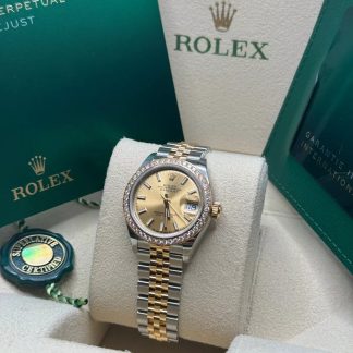 【Super Clone】RLX Lady-Datejust 28mm 279383RBR Champagne Dial Yellow Rolesor Oyster Bracelet