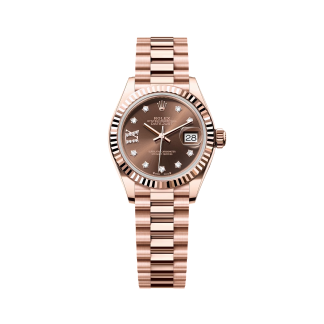 【Super Clone】RLX Lady-Datejust 28mm 279175 Chocolate Diamond-Set Dial President Everose Gold