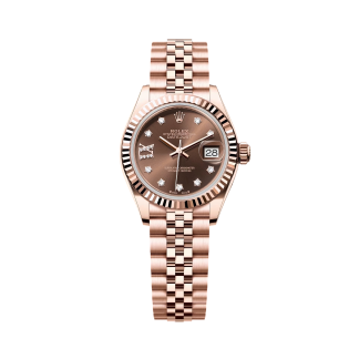 【Super Clone】RLX Lady-Datejust 28mm 279175 Chocolate Diamond-Set Dial President Everose Gold