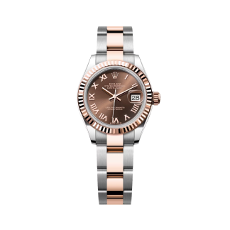 【Super Clone】RLX Lady-Datejust 28mm 279171 Chocolate Roman Oyster Stainless Steel and Rose Gold