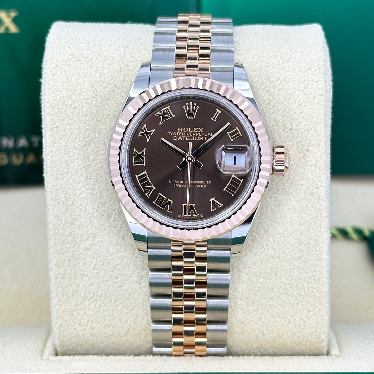 【Super Clone】RLX Lady-Datejust 28mm 279171 Chocolate Roman Oyster Stainless Steel and Rose Gold