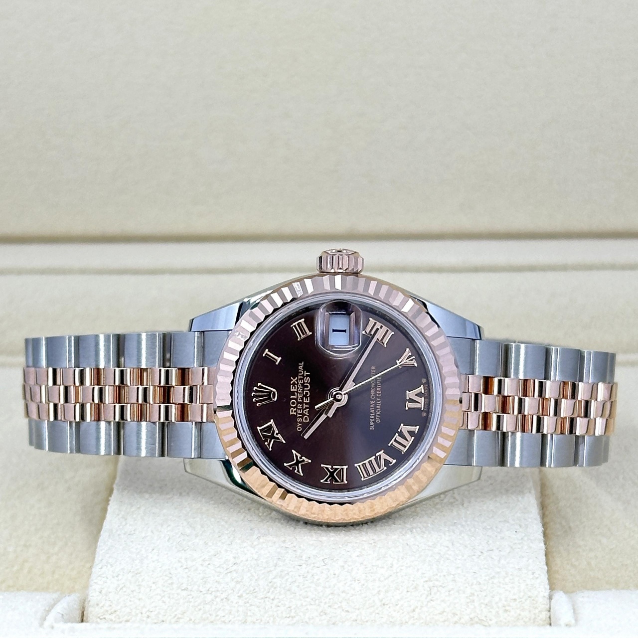 【Super Clone】RLX Lady-Datejust 28mm 279171 Chocolate Roman Oyster Stainless Steel and Rose Gold