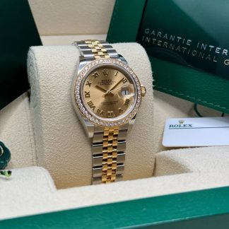 【Super Clone】RLX Lady-Datejust 28mm 279383RBR Champagne Roman Dial Yellow Rolesor Oyster Bracelet