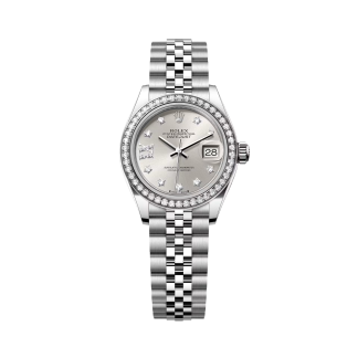 【Super Clone】RLX Lady-Datejust 28mm 279384RBR Silver Diamond Dial & Diamond Bezel, Stainless Steel Jubilee Bracelet Women's Watch