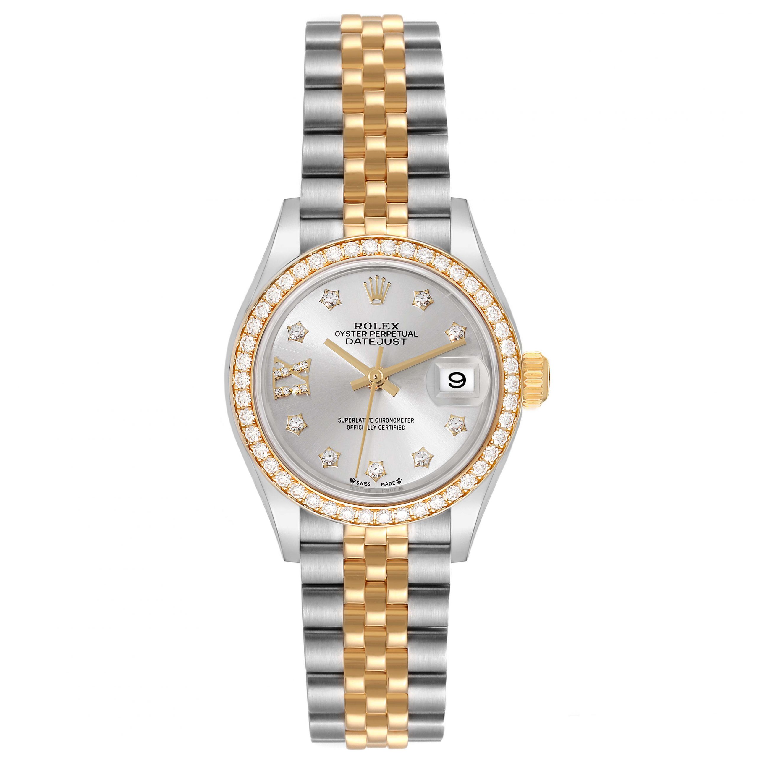 【Super Clone】RLX Lady-Datejust 28mm 279383RBR Silver Diamond Dial Yellow Rolesor Oyster Bracelet