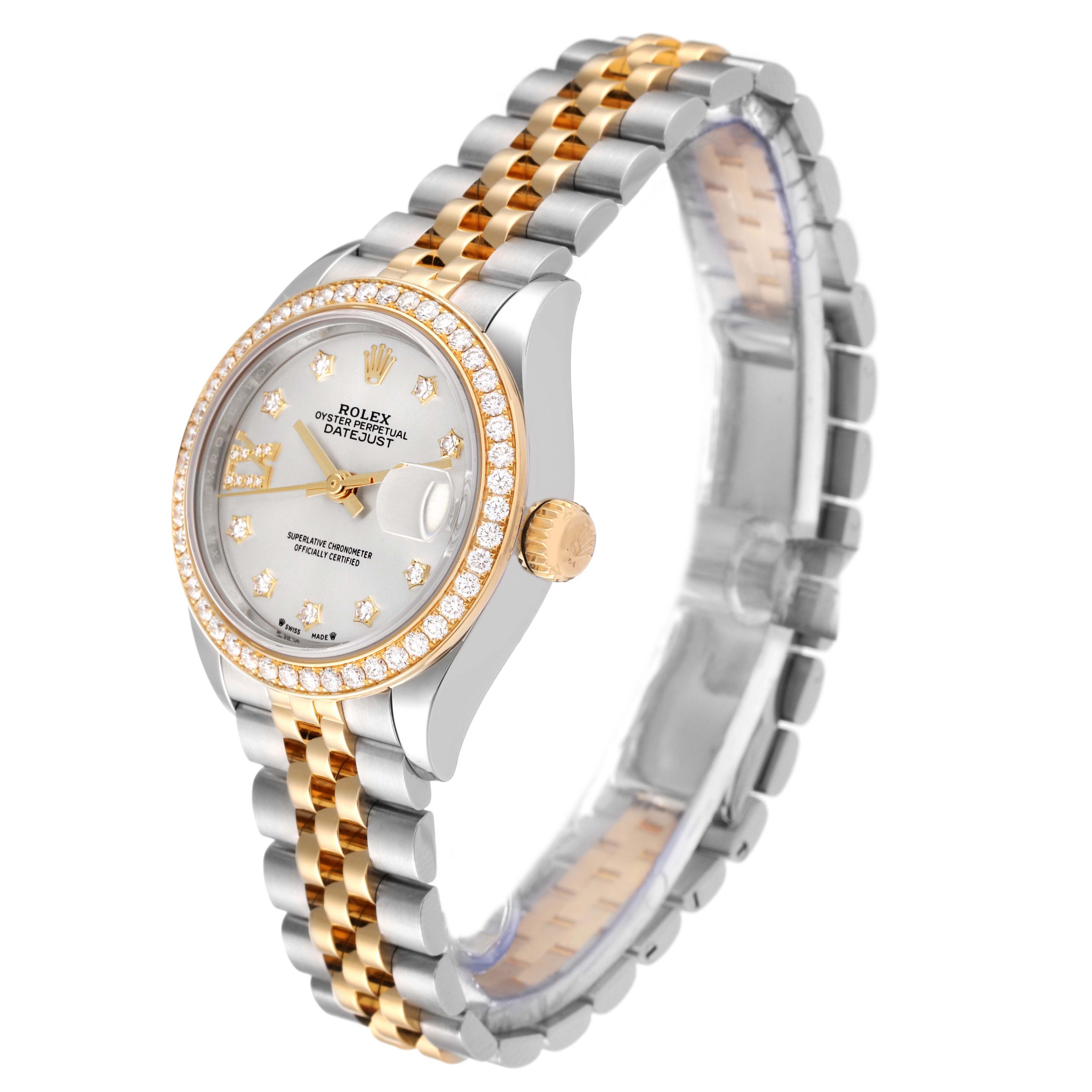【Super Clone】RLX Lady-Datejust 28mm 279383RBR Silver Diamond Dial Yellow Rolesor Oyster Bracelet