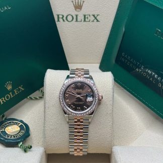 【Super Clone】RLX Lady-Datejust 28mm 279381RBR Chocolate Roman Dial Oyster Bracelet