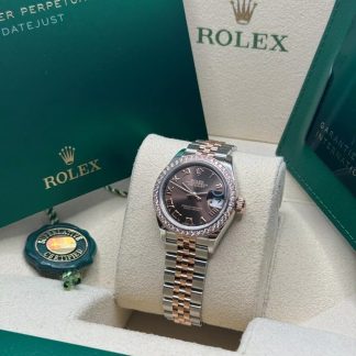 【Super Clone】RLX Lady-Datejust 28mm 279381RBR Chocolate Roman Dial Oyster Bracelet