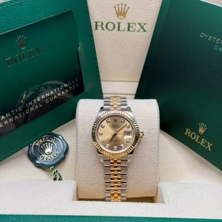 【Super Clone】RLX Lady-Datejust 28mm 279173 Champagne Diamond Dial Oyster Bracelet