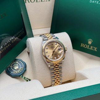 【Super Clone】RLX Lady-Datejust 28mm 279173 Champagne Diamond Dial Oyster Bracelet