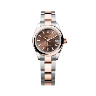 【Super Clone】RLX Lady-Datejust 28mm  279161 Chocolate Stick Dial, Two Tone Stainless Steel & 18K Rose Gold Oyster Bracelet Women's Watch