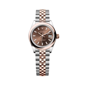 【Super Clone】RLX Lady-Datejust 28mm  279161 Chocolate Stick Dial, Two Tone Stainless Steel & 18K Rose Gold Oyster Bracelet Women's Watch
