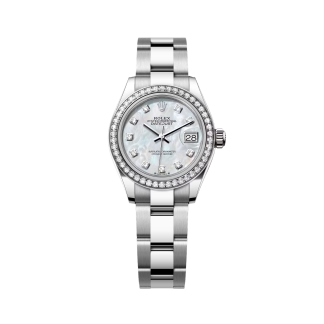 【Super Clone】RLX Lady-Datejust 28mm 279384RBR White Mother-of-Pearl Dial Oyster Bracelet