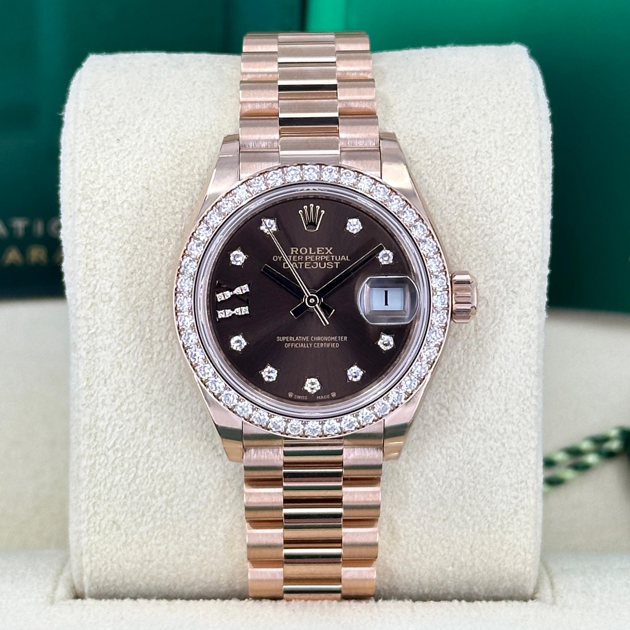 【Super Clone】RLX  Lady-Datejust 28mm 279135RBR Chocolate Diamond Dial Jubilee Bracelet