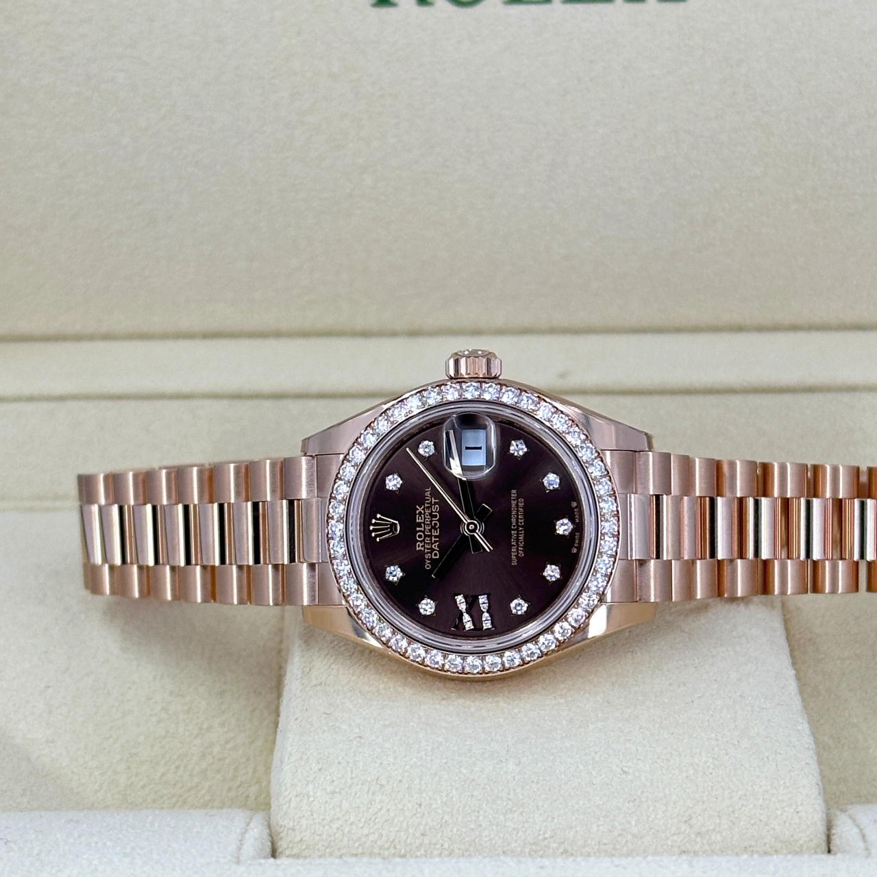 【Super Clone】RLX  Lady-Datejust 28mm 279135RBR Chocolate Diamond Dial Jubilee Bracelet