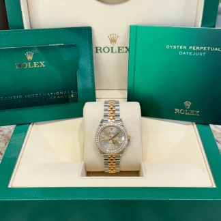 【Super Clone】RLX Lady-Datejust 28mm 279383RBR Champagne Diamond Dial Yellow Rolesor Oyster Bracelet