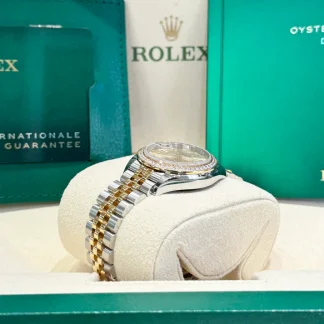 【Super Clone】RLX Lady-Datejust 28mm 279383RBR Champagne Diamond Dial Yellow Rolesor Oyster Bracelet