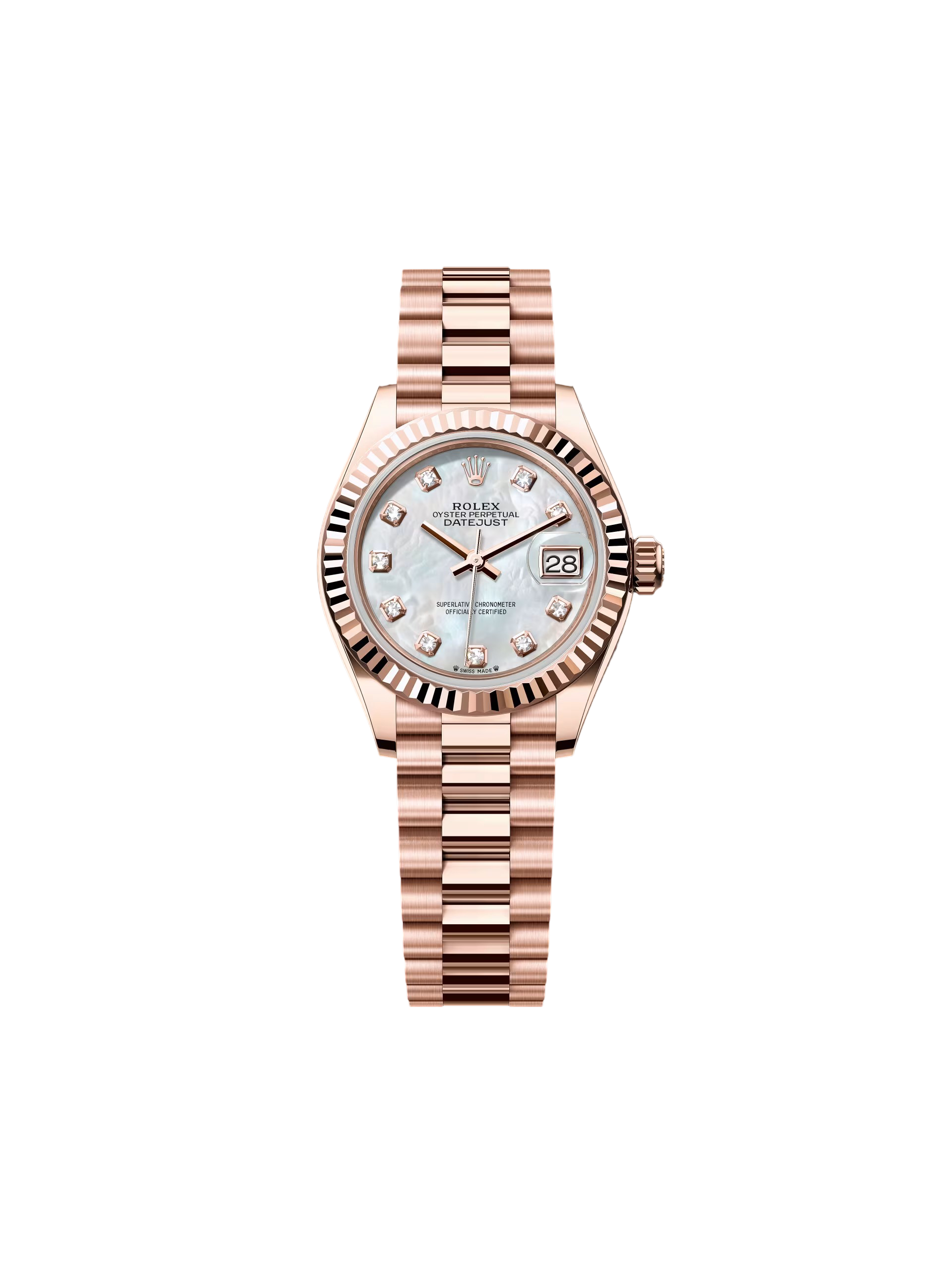 【Super Clone】RLX Lady-Datejust 28mm 279175 Mother-of-Pearl Dial President Everose Gold
