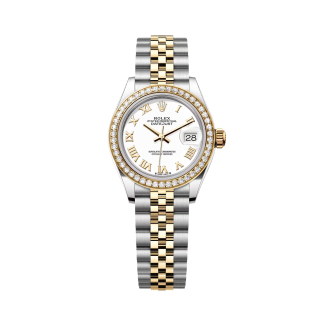 【Super Clone】RLX Lady-Datejust 28mm 279383RBR White Roman Dial Yellow Rolesor Oyster Bracelet