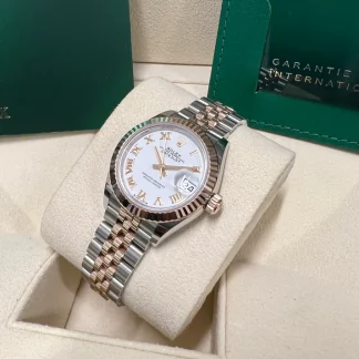 【Super Clone】RLX Lady-Datejust 28mm 279171 White Roman Oyster Stainless Steel and Rose Gold