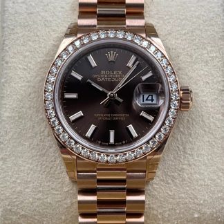 【Super Clone】RLX  Lady-Datejust 28mm 279135RBR Chocolate Dial Jubilee Bracelet