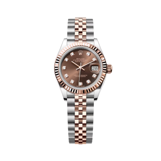 【Super Clone】RLX Lady-Datejust 28mm 279171 Chocolate Diamond Oyster Stainless Steel and Rose Gold
