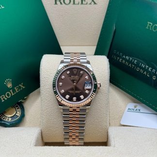 【Super Clone】RLX Lady-Datejust 28mm 279171 Chocolate Diamond Oyster Stainless Steel and Rose Gold