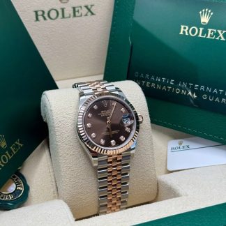 【Super Clone】RLX Lady-Datejust 28mm 279171 Chocolate Diamond Oyster Stainless Steel and Rose Gold