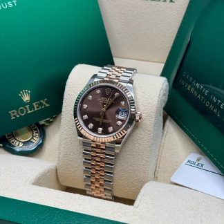 【Super Clone】RLX Lady-Datejust 28mm 279171 Chocolate Diamond Oyster Stainless Steel and Rose Gold
