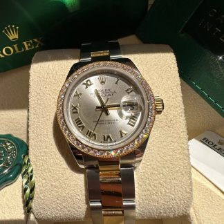 【Super Clone】RLX Lady-Datejust 28mm 279383RBR Silver Roman Dial Yellow Rolesor Oyster Bracelet