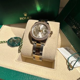 【Super Clone】RLX Lady-Datejust 28mm 279383RBR Silver Roman Dial Yellow Rolesor Oyster Bracelet