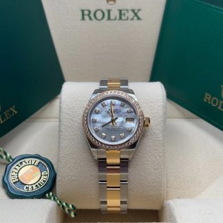 【Super Clone】RLX Lady-Datejust 28mm 279383RBR Mother-of-Pearl Dial Yellow Rolesor Oyster Bracelet