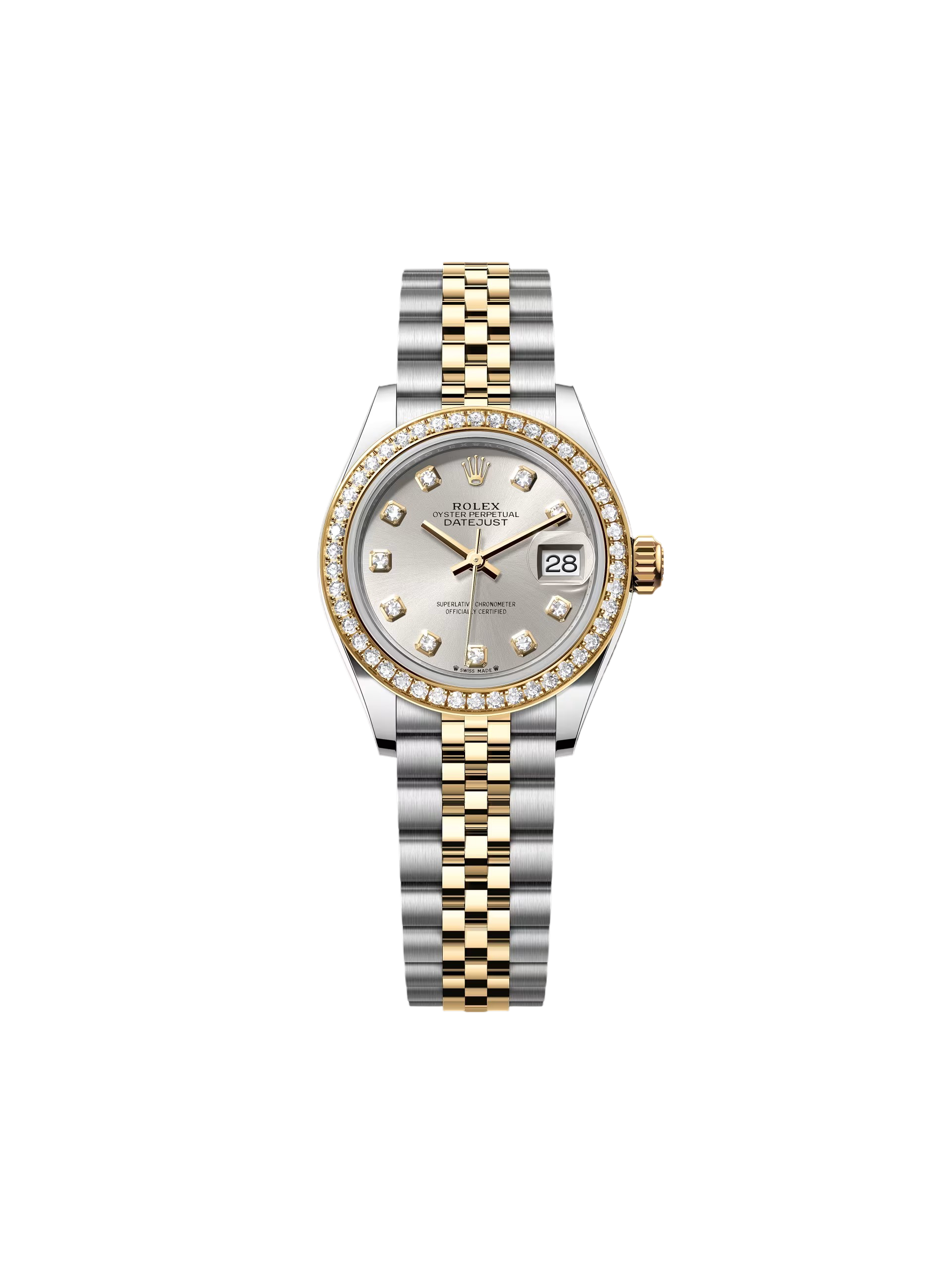 【Super Clone】RLX Lady-Datejust 28mm 279383RBR Silver Diamond Dial Yellow Rolesor Oyster Bracelet