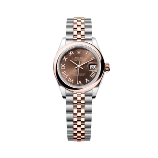 【Super Clone】RLX Lady-Datejust 28mm  279161 Chocolate Roman Dial, Two Tone Stainless Steel & 18K Rose Gold Oyster Bracelet Women's Watch