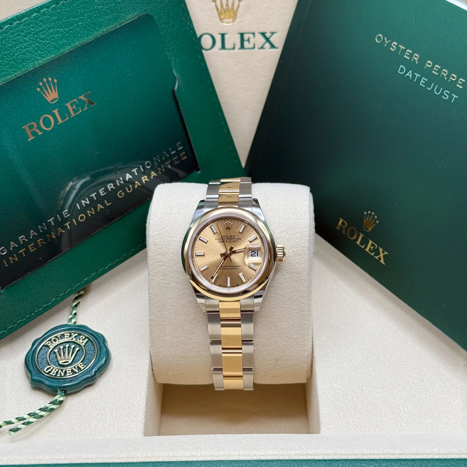 【Super Clone】RLX Lady-Datejust 28mm  279163 Champagne Dial Oyster Bracelet