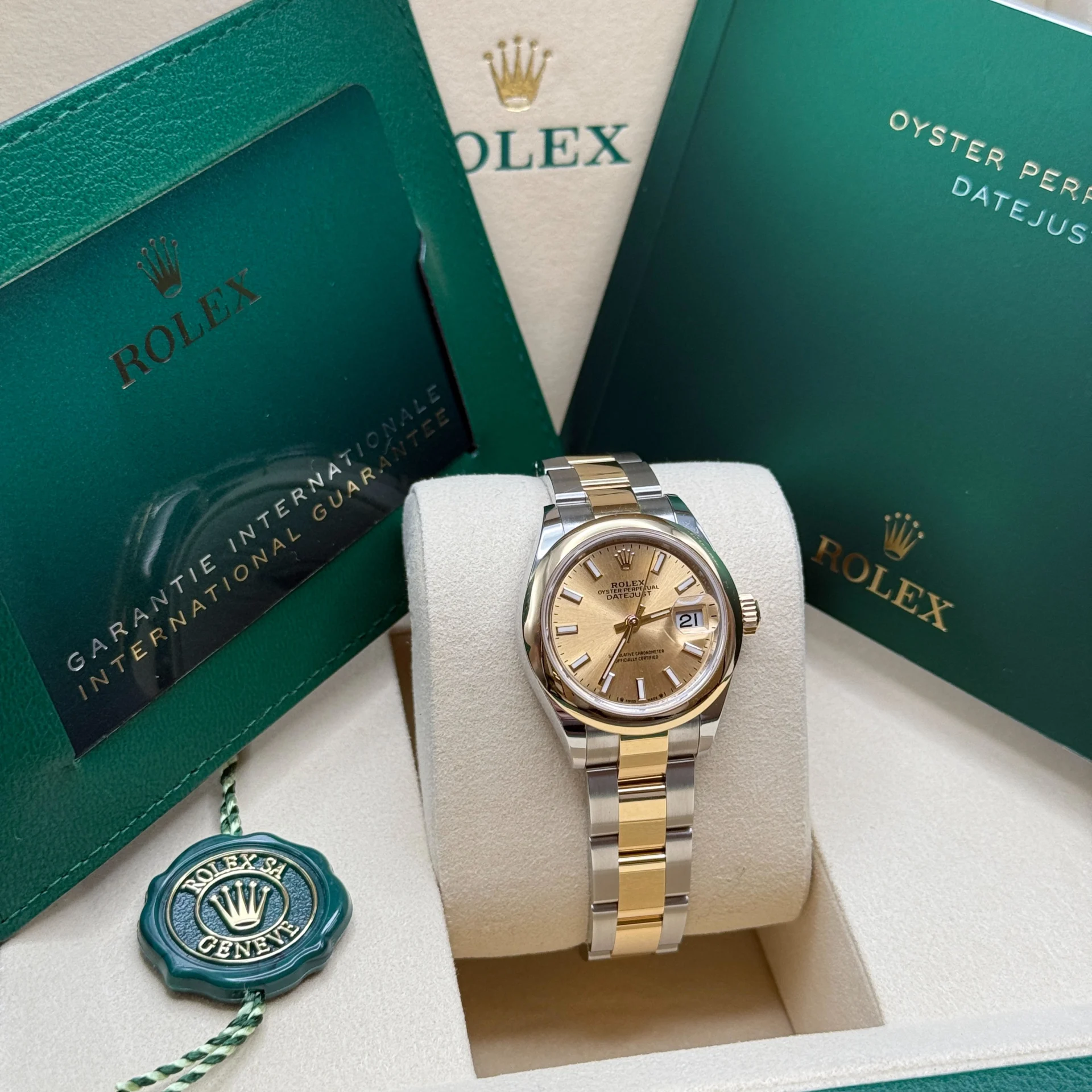 【Super Clone】RLX Lady-Datejust 28mm  279163 Champagne Dial Oyster Bracelet