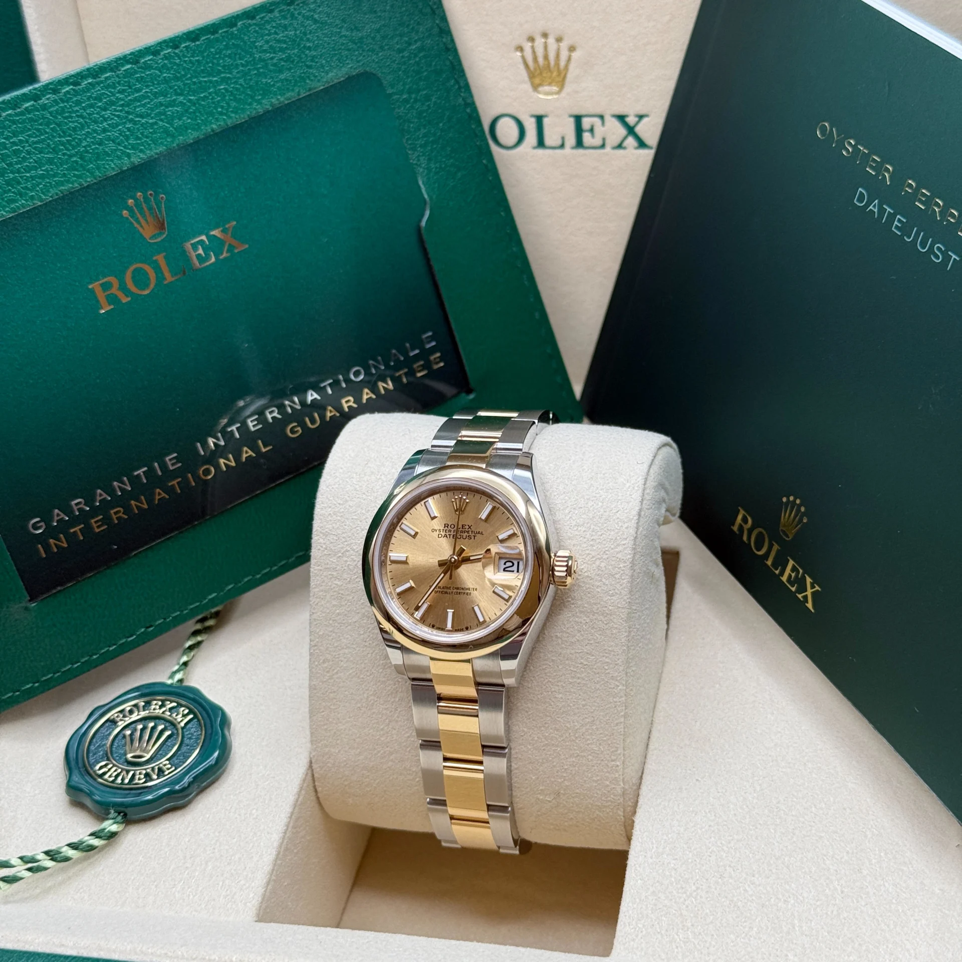 【Super Clone】RLX Lady-Datejust 28mm  279163 Champagne Dial Oyster Bracelet