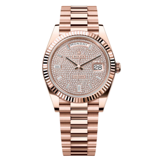 【Super Clone】RLX  Day-Date President 40mm Everose Gold Diamond Pave Dial - 228235