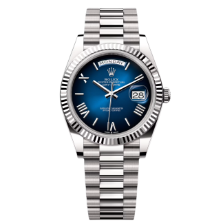 【Super Clone】RLX  Day-Date President 40mm White Gold Blue Roman Ombre Dial - 228239