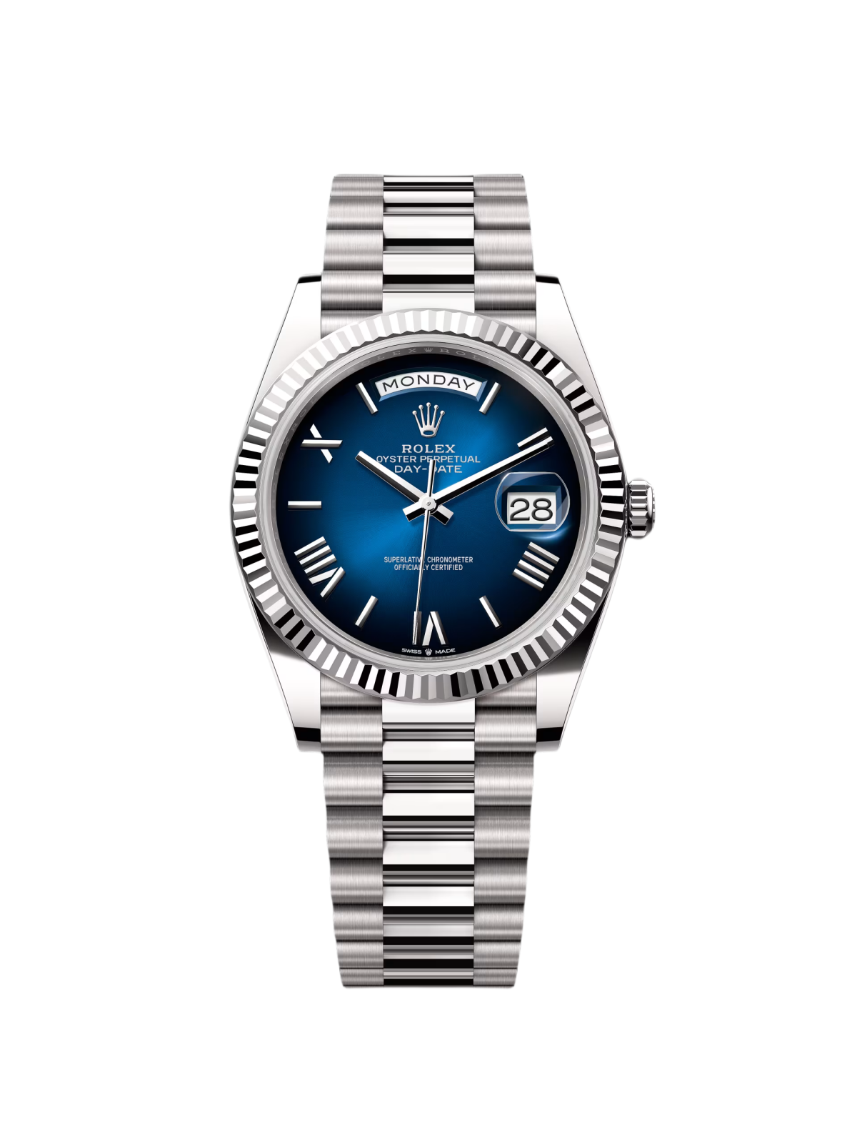 【Super Clone】RLX  Day-Date President 40mm White Gold Blue Roman Ombre Dial - 228239