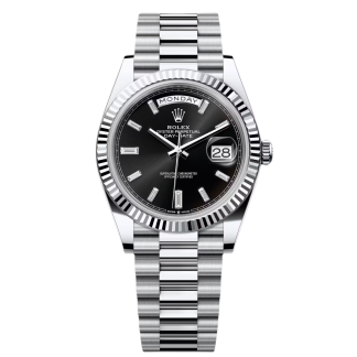 【Super Clone】RLX  Day-Date 40mm  Black Diamonds Dial 228236-0004