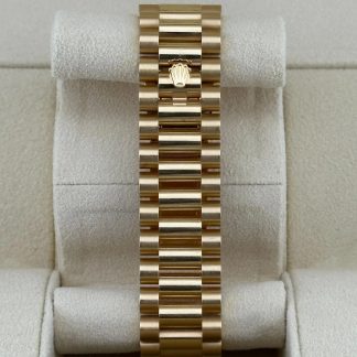 【Super Clone】RLX Day-Date 40mm Silver Roman Dial and Diamond Bezel Yellow Gold President Bracelet 228348RBR-0007