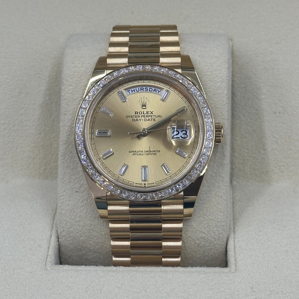【Super Clone】RLX Day-Date 40mm 228398TBR-0002 Champagne Dial President Watch