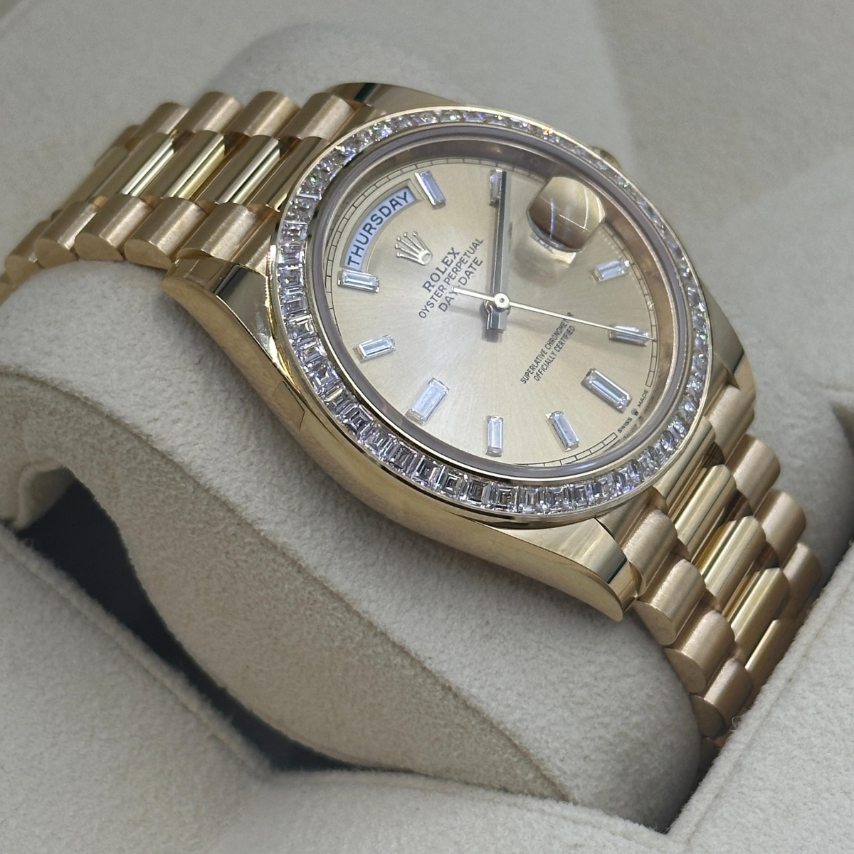 【Super Clone】RLX Day-Date 40mm 228398TBR-0002 Champagne Dial President Watch